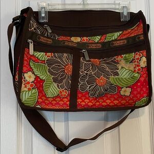 LeSportsac Floral Crossbody Bag in Brown and Red